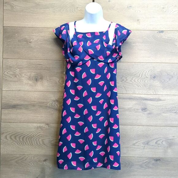 Blue Rain Watermelon Off Shoulder Mini Dress Women's Size Small - Picture 1 of 6